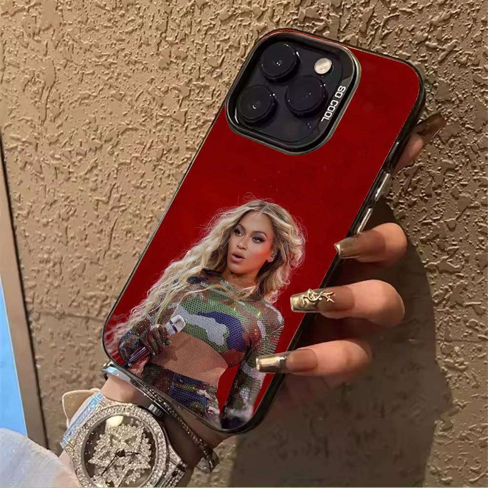 pop diva-B-eyoncé Phone Case For iPhone 17,16,15,14,13,12,11 Plus Pro Max Colored Silver Phone Case