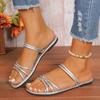 Fashion Women's 2024 Square Toe Sandals Women's New Summer Soft Bottom Slippers Flat Bottom Casual Beach Shoes Women Shoes