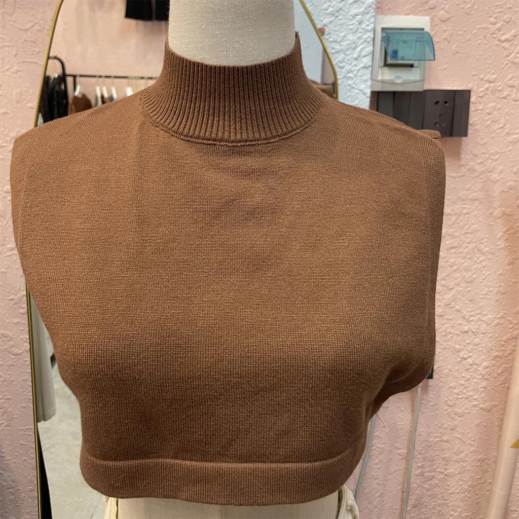 Solid Color Decorative Collars High Collar Scarf Fake Collar Knitted Sweater Women's Detachable High Elasticity Regular Fashion