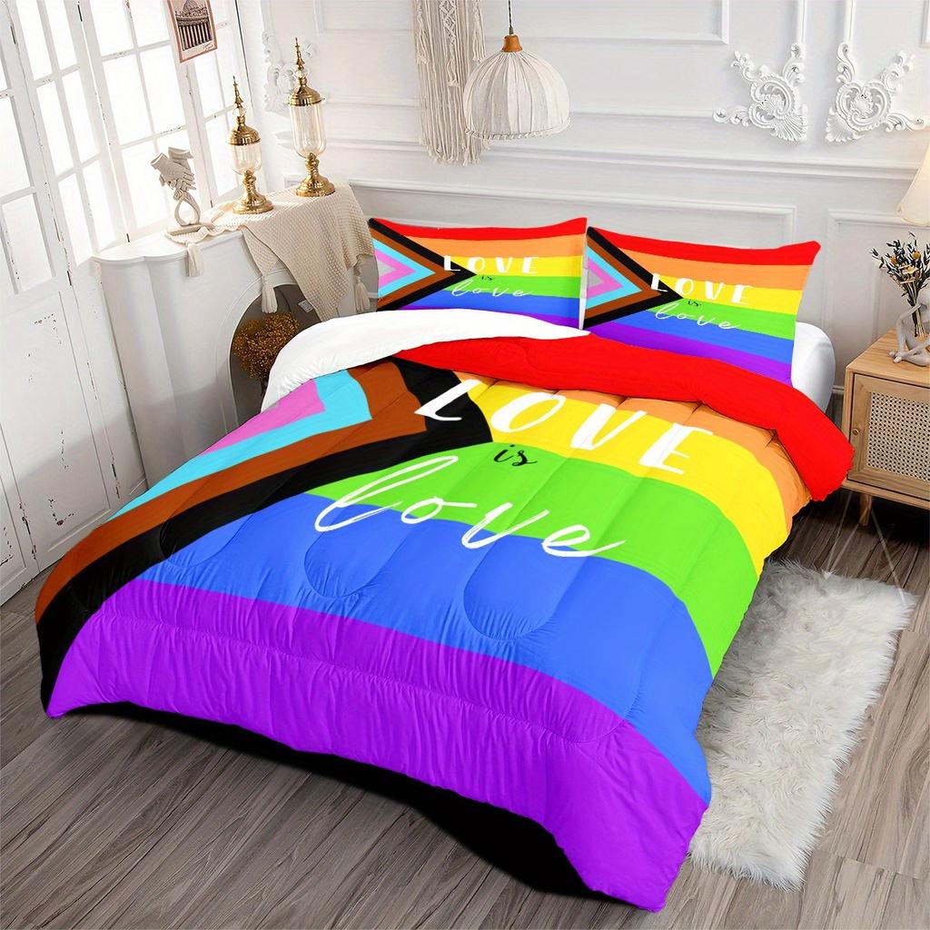 Комплект постельного белья Rainbow Love is Love с 3D-принтом, пододеяльник с наволочкой, размеры Твин, Квин, Кинг, Фулл, постельные принадлежности, декор для спальни