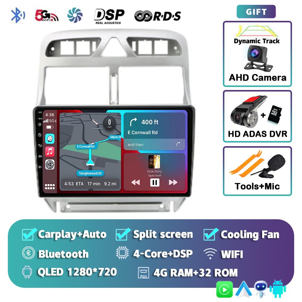 Android 14 Carplay Auto 4G+WIFI 2din Автомагнитола Для Peugeot 307 2002-2013 Мультимедийный Видеоплеер GPS Навигация Головное Устройство Стерео