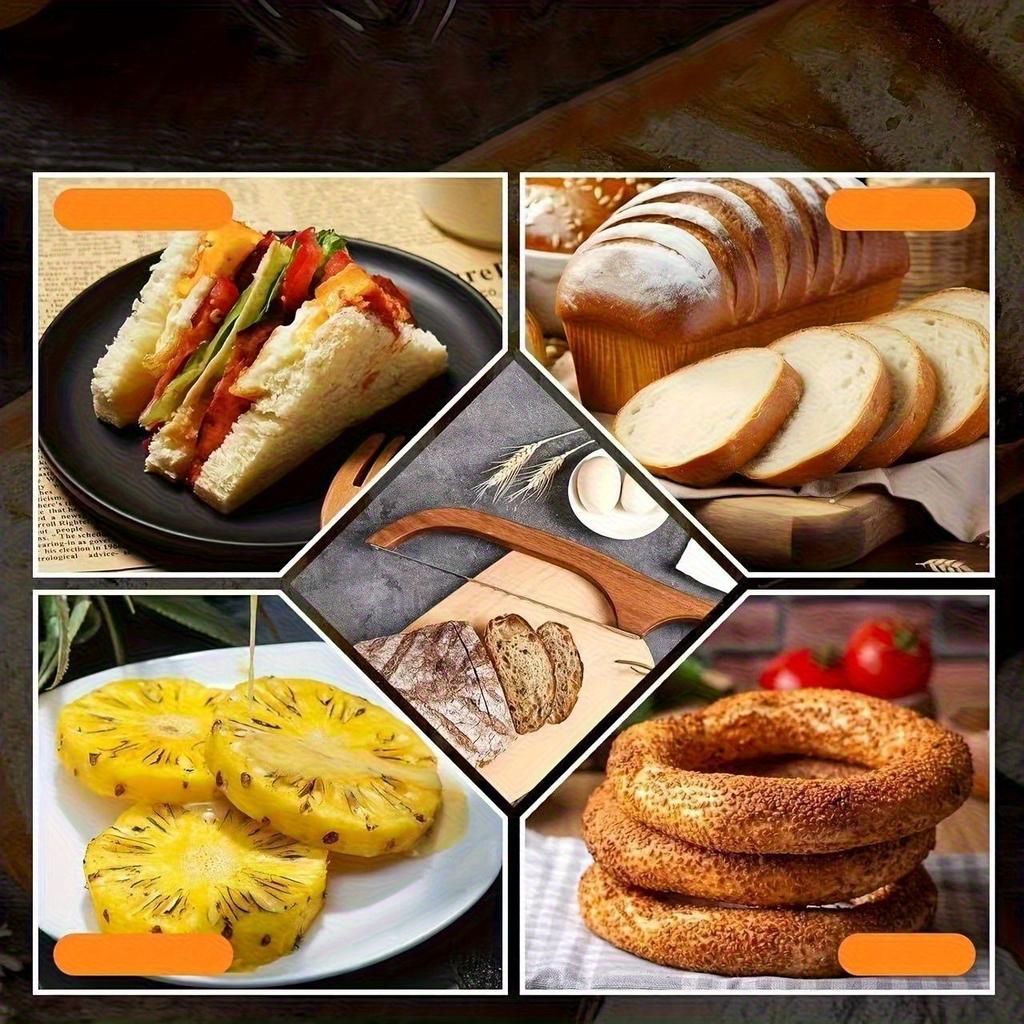 [Premium Bread Knife] Premium Wooden Bread Knife with Adjustable Blade | Ergonomic Handle for Even Slicing, Suitable for Artisanal Breads and Pastries