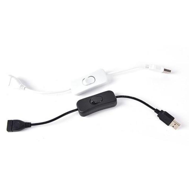 Медный USB-кабель 28 см с переключателем ВКЛ/ВЫКЛ для питания светодиодной лампы - Черный и Белый варианты