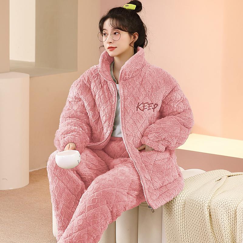Panda Cartoon Cute Pajamas Winter Women's Flannel Warm Pajamas Large Size Pajamas Pajamas Women's Coral Velvet Home Clothes