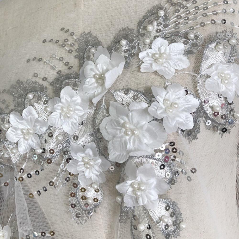 Embroidery Flower Mesh Bead Phoenix Tail Flower Embroidery Patches New Clothing Sew Patches Party