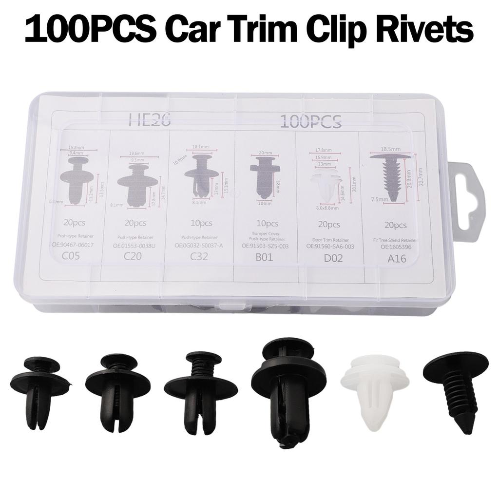 100Pcs Car Trim Clips Rivet Door Panel Retainer Fastener Mud Flaps Push Set