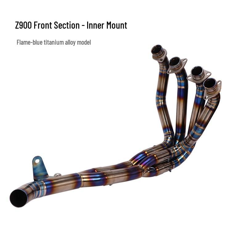 Kawasaki Z900 Titanium SC Exhaust System: Blue-Baked Front Section for Motorcycle Modification
