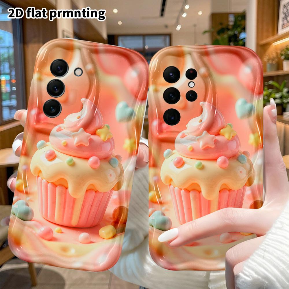 Phone case: 2D flat design suitable for Samsung Galaxy A34 A35 M05 M06 S20 S22 S21 FE Plus 5G protective case, cupcake, perfect Christmas and Hallowee