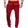(M-4XL) Solid Color Drawstring Elastic Waist Sport Pleated Pants Trousers Male Jumpsuit Leggings for Men