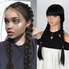 Synthetic Long Straight Double Braids Wigs Black Hair Cosplay Wigs For Women Party Play Role