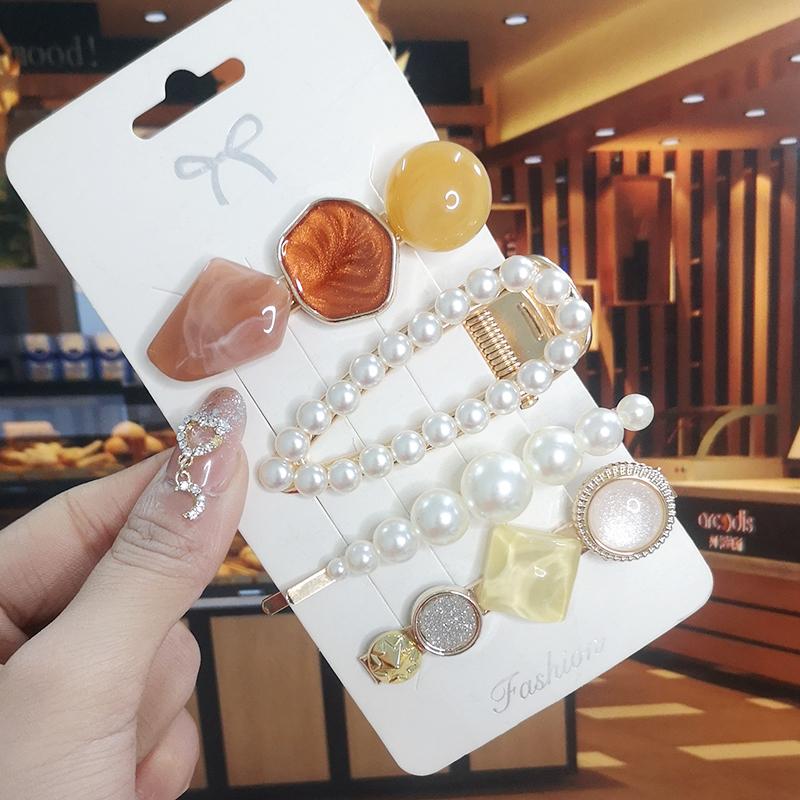 Корея Блестящий Кристалл Набор Заколок для Волос Модные Аксессуары для Волос Тренд для Женщин Девушка Жемчуг Стразы Заколка Боковая Заколка для Волос