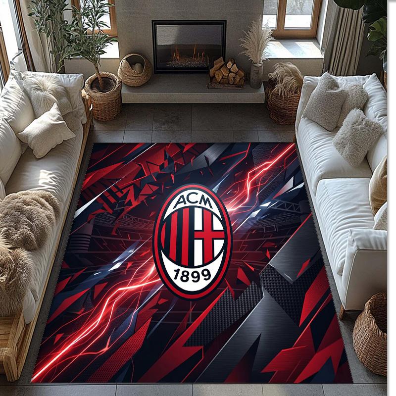 Фланелевый ковер с принтом AC Milan, нескользящий, мягкий, из полиэстера, для пола, декоративный коврик для спальни, гостиной, дивана, игровой комнаты, домашний декор