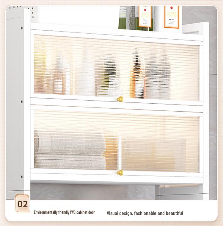 Floor-Standing Toilet and Washing Machine Storage Rack with Flip-Top Cabinet