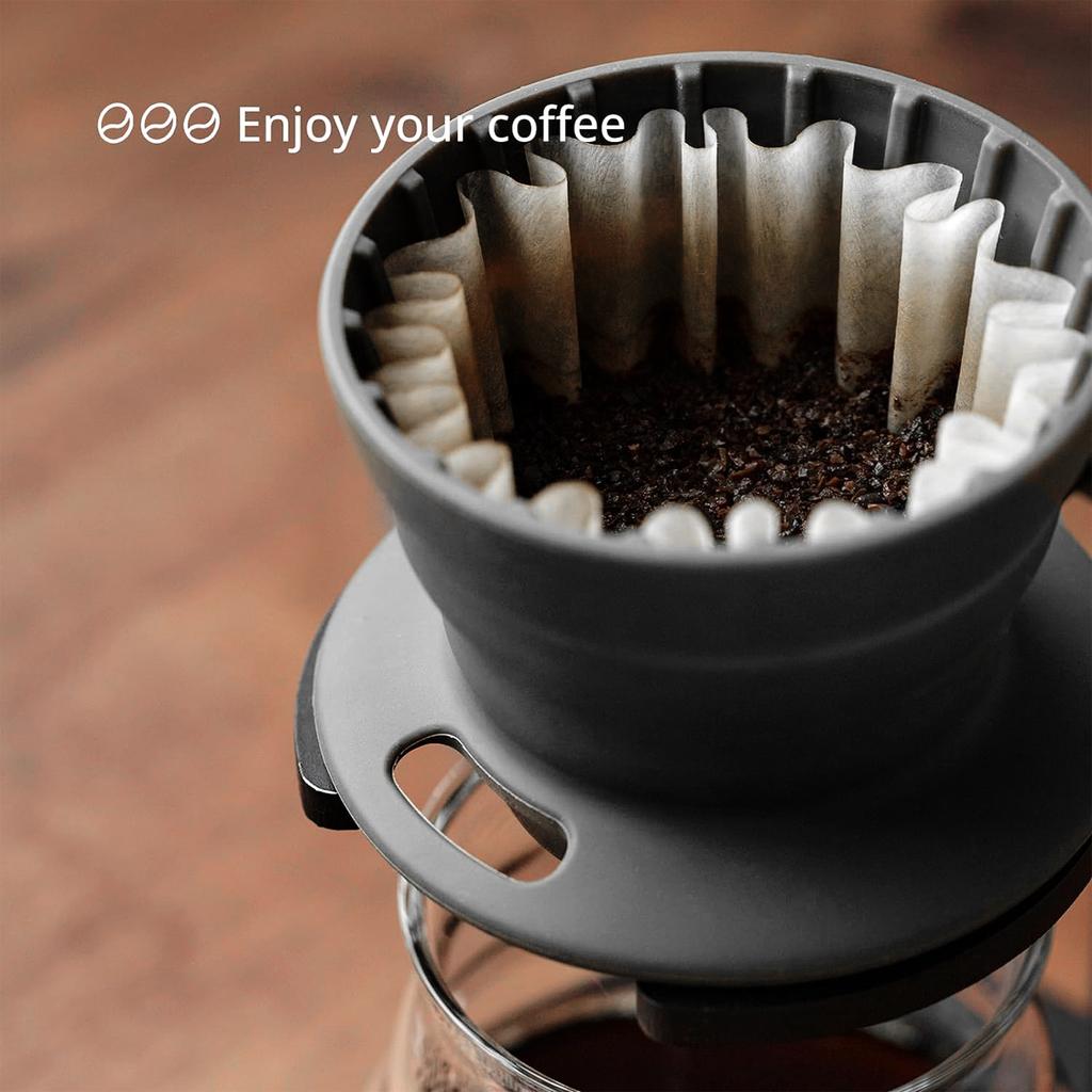 Складная кофеварка Leeseph, многоразовый силиконовый фильтр для кофе, портативная кофеварка для заваривания кофе, для путешествий и кемпинга