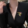 Эмалевая разноцветная брошь-птица с искусственными кристаллами на ветке, сплав, бутоньерка на лацкан, для женского свитера, кардигана, пальто, аксессуары для одежды