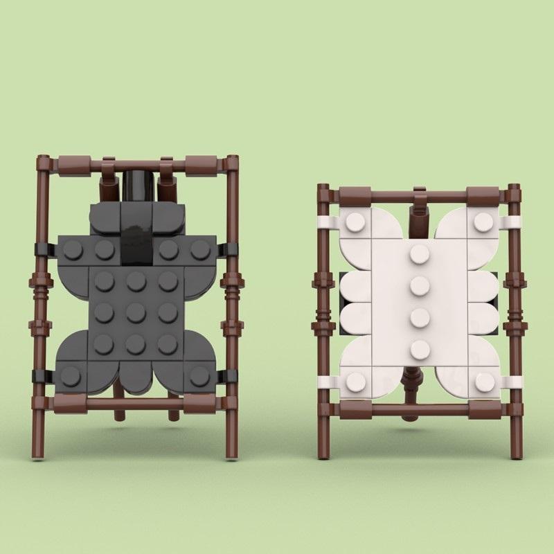 MOC Креативная средневековая викинговская сушилка для кожи костра модель рыбы Строительные блоки Детские игрушки для детей Подарки детям