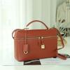 Ladies' Retro Vegetable Tanned Leather Square Tote Handbag