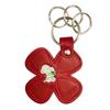 Ushikubo Kogei PEANUTS Snoopy Leather Keychain Clover Red