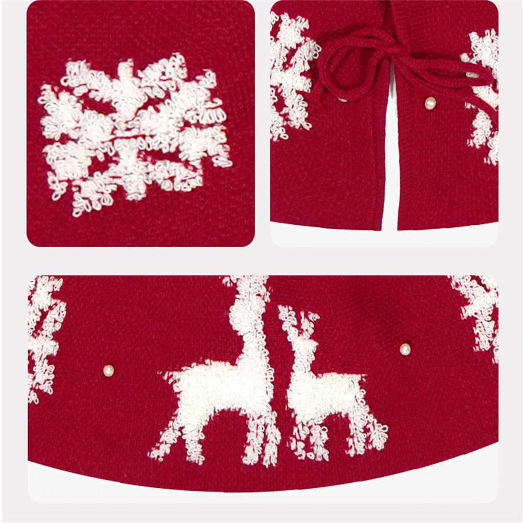 Юбка с рождественской елкой, вязаная юбка с красными снежинками и лосем, нижняя часть рождественской елки, фартук с изображением елки