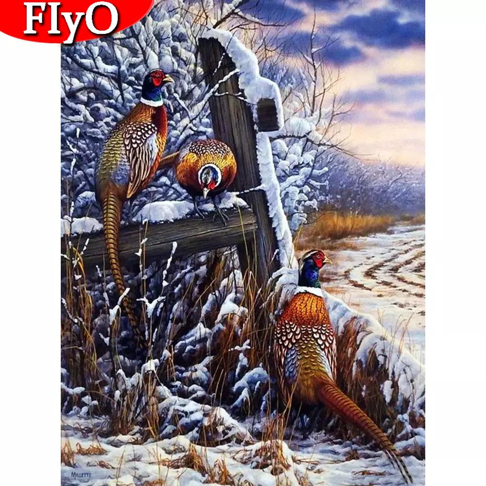 Полный квадратный дрель алмазная живопись птица вышивка крестиком Алмазная вышивка животных мозаика снег ремесленный декор для дома