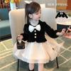 Girls Velvet Lace Dress Spring Autumn Baby Birthday Party Princess Bow Tulle Fashion Dresses for Kids 1 2 4 6 8 Years Old