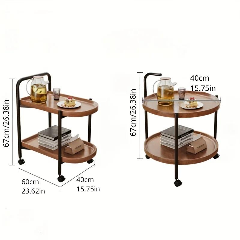 Nordic Style Rolling Side Table, Sofa Table with Wheels - Suitable for Modern Style Home Decor and Storage