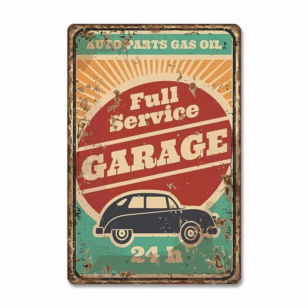 Classic Auto Garage Car Full Service Metal Tin Signs Wall Art Posters Plate Wall Decor for Bars Man Cave Cafe Clubs Garage Retro