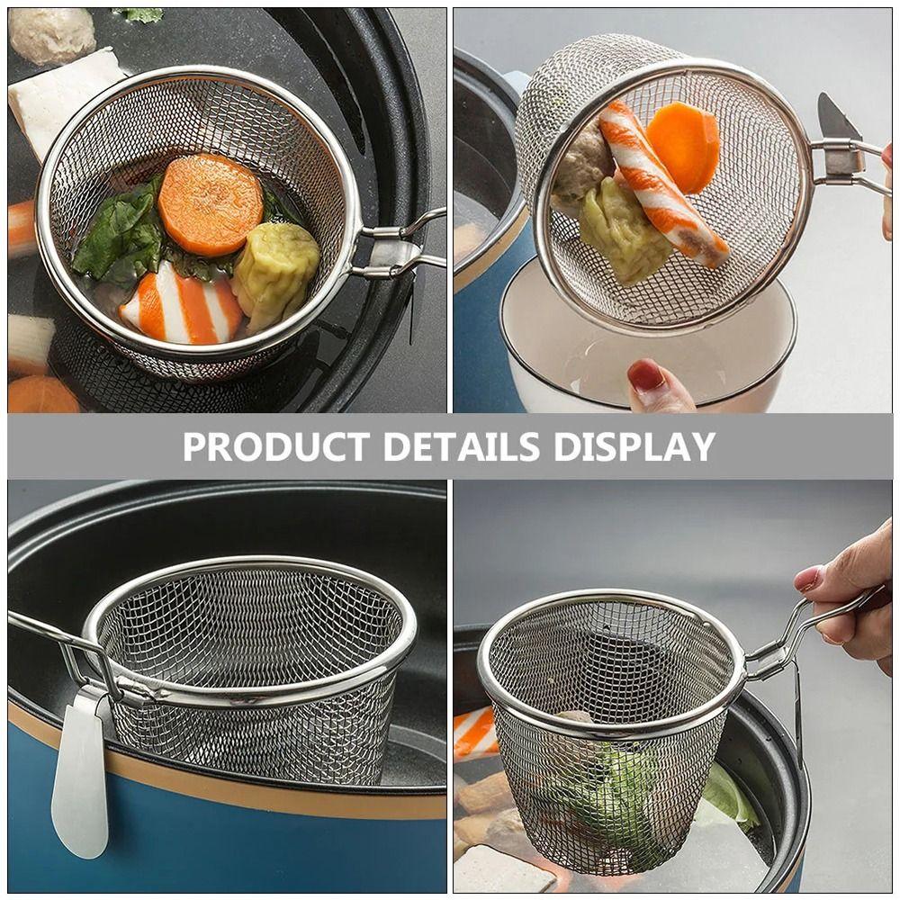 1Pcs Cooking Utensils Hot Pot Strainer Long Handle Frying Filter Basket Mesh Strainer Spoon