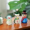 Holiday Miniature Glass Snowman Reindeer Santa Sculpture Tabletop Shelf Decoration For Christmas Display Party Gift