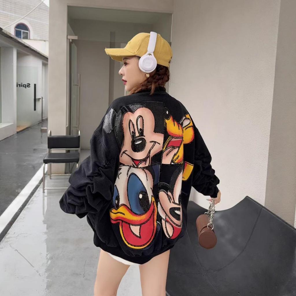 Европейский модный бренд Mickey Sigongge женская весенняя свободная универсальная куртка-бомбер топ