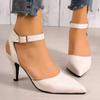 Fashion Summer Women's Heeled Shoes New Party Dress Pointed Toe Thin Heel Slingbacks Shoes for Women Wedding Ankle Strap Women's Sandals