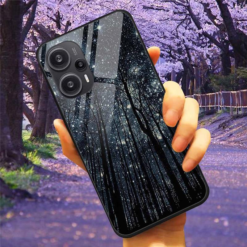 Для Xiaomi Poco F5 5G / F5Pro Чехол Закаленное Стекло Озеро Луна Жесткая Защитная Крышка для POCO F5 Pro Capas Funda на PocoF5 Роскошный Coque