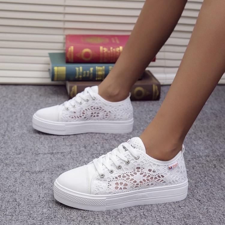 Женские повседневные слипоны широкой полноты - Дышащие сетчатые туфли на платформе с вырезом, удобная обувь для ходьбы с массивной подошвой для женщин