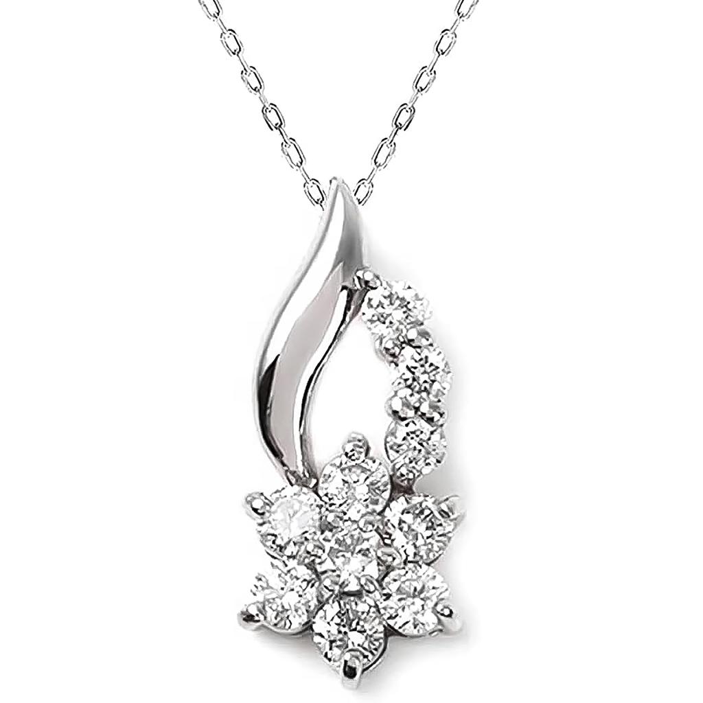 PLUSTER Diamond Necklace Platinum PT900 Sweet Ten 10th Anniversary Natural Diamond Appraisal Card Included Simple Popular Birthday Present Gift Gift