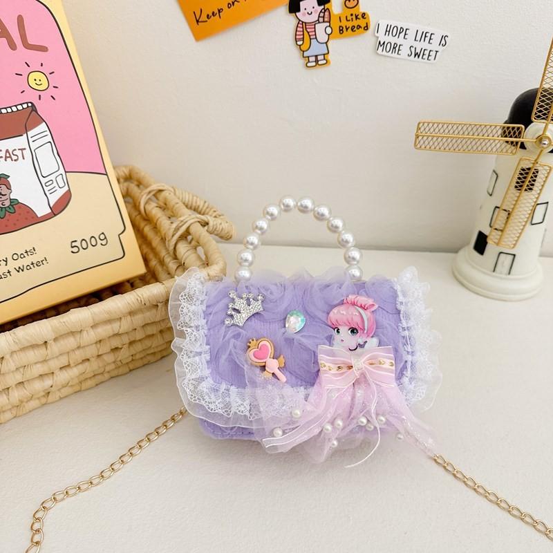 Pvc Fashionable Chain Bag For Children With Adorable Bowknot And Lining Breathable