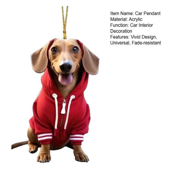 Игривая акриловая подвеска-украшение для автомобиля с собакой на Рождество