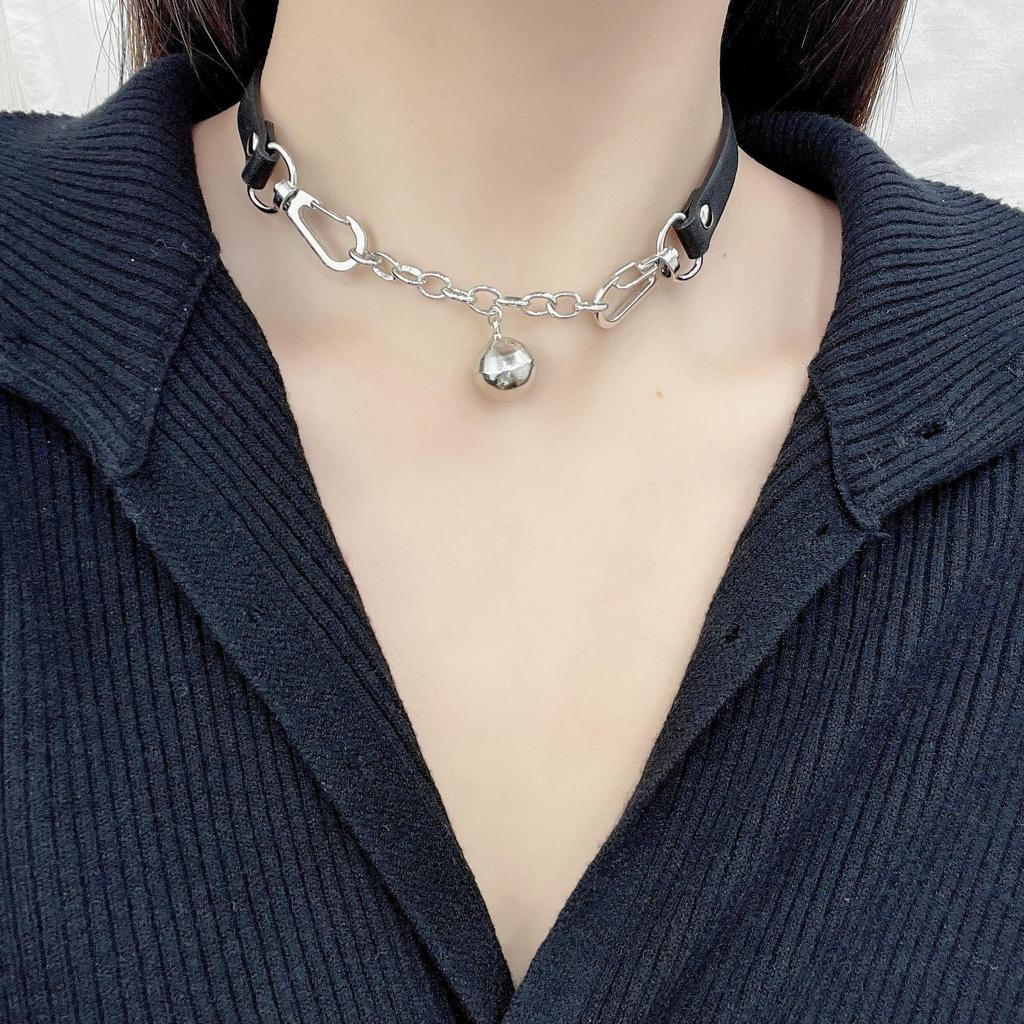 Black Bell Pendant Choker Necklace - Trendy Clavicle Chain Neck Accessory