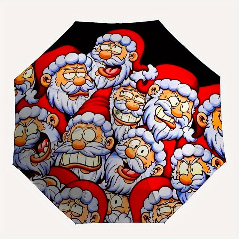 1pc Santa Claus Automatic Folding Umbrella, Portable & Foldable Design with 8 Ribs, Casual Outdoor Accessory yy250805118