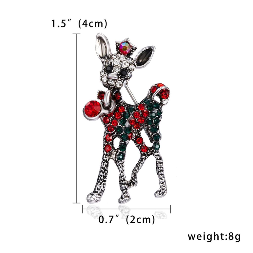 Rinhoo Cute Full Rhinestone Deer Brooches For Women New Year Decorative Imitation Pearl Animal Elk Lapel Pins Christmas Jewelry