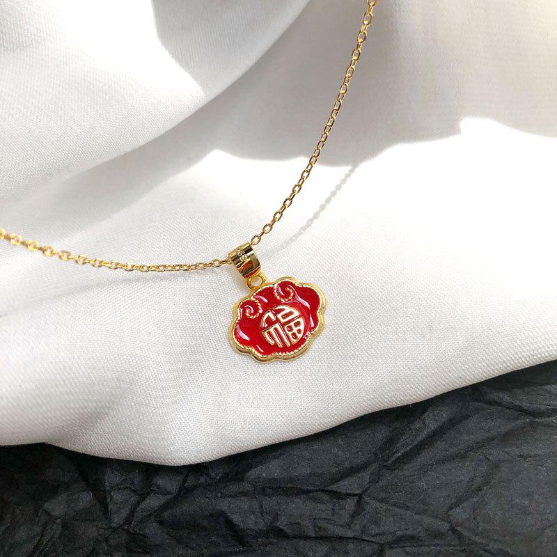 Новое благословенное ожерелье в китайском стиле, Женский темперамент, благословенная ключичная цепочка, зодиакальные новогодние украшения