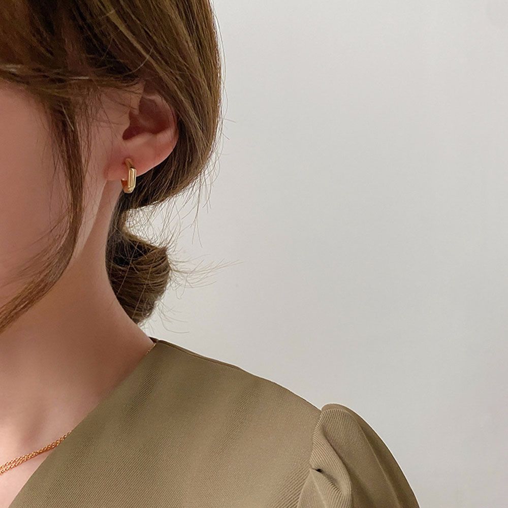 Цвет французский серебристый цвет глянцевые модные украшения серьги-гвоздики квадратные серьги-кольца шестигранные серьги