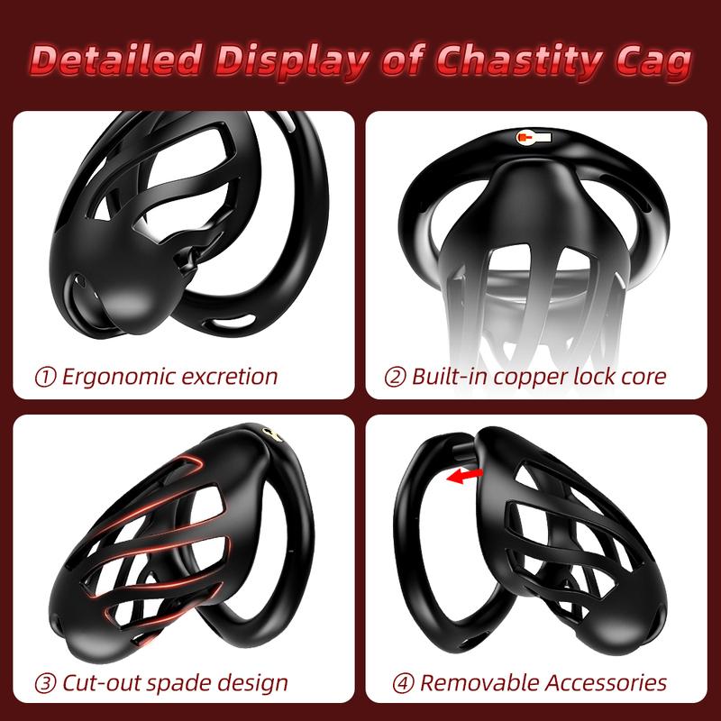 Male Penis Chastity Cage with 6 Rings Erotic Urethral Lock Sex Toys Device Penis Ring 3D Printed Penis Bondage Cock Cag BDSM Toy