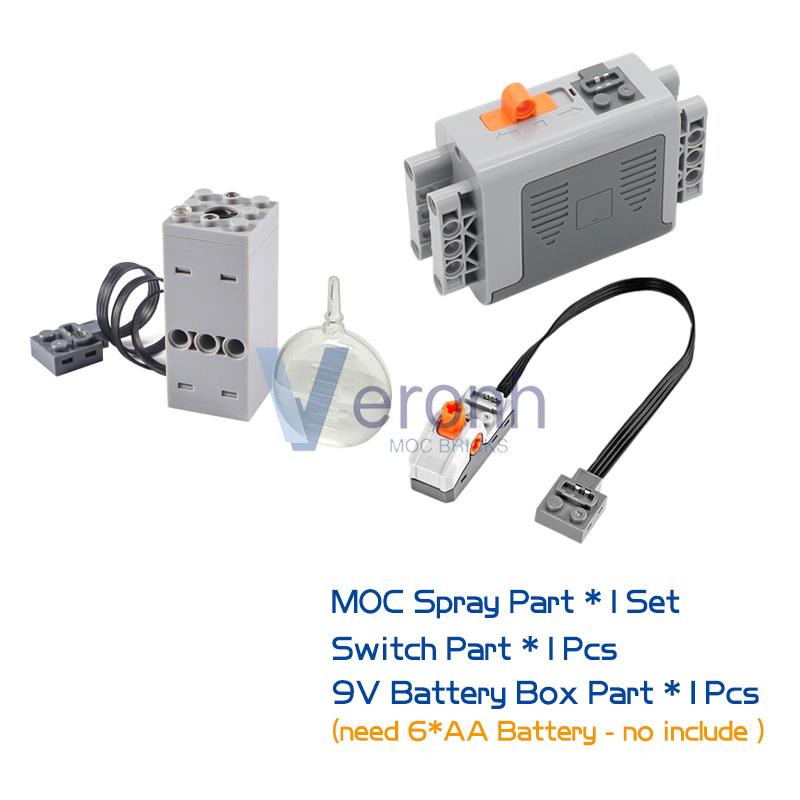 Технический спрей Выхлоп Красный свет Модифицированный блок Совместимый MOC Суперкар Поезд Замок Военная серия Кирпичи Игрушки