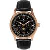Salvatore Marra Men's Limited Edition Moon Phase Multi-Calendar Watch with 5 ATM Water Resistance, Leather Strap, Pink Gold and Black, SM24110-PGBK