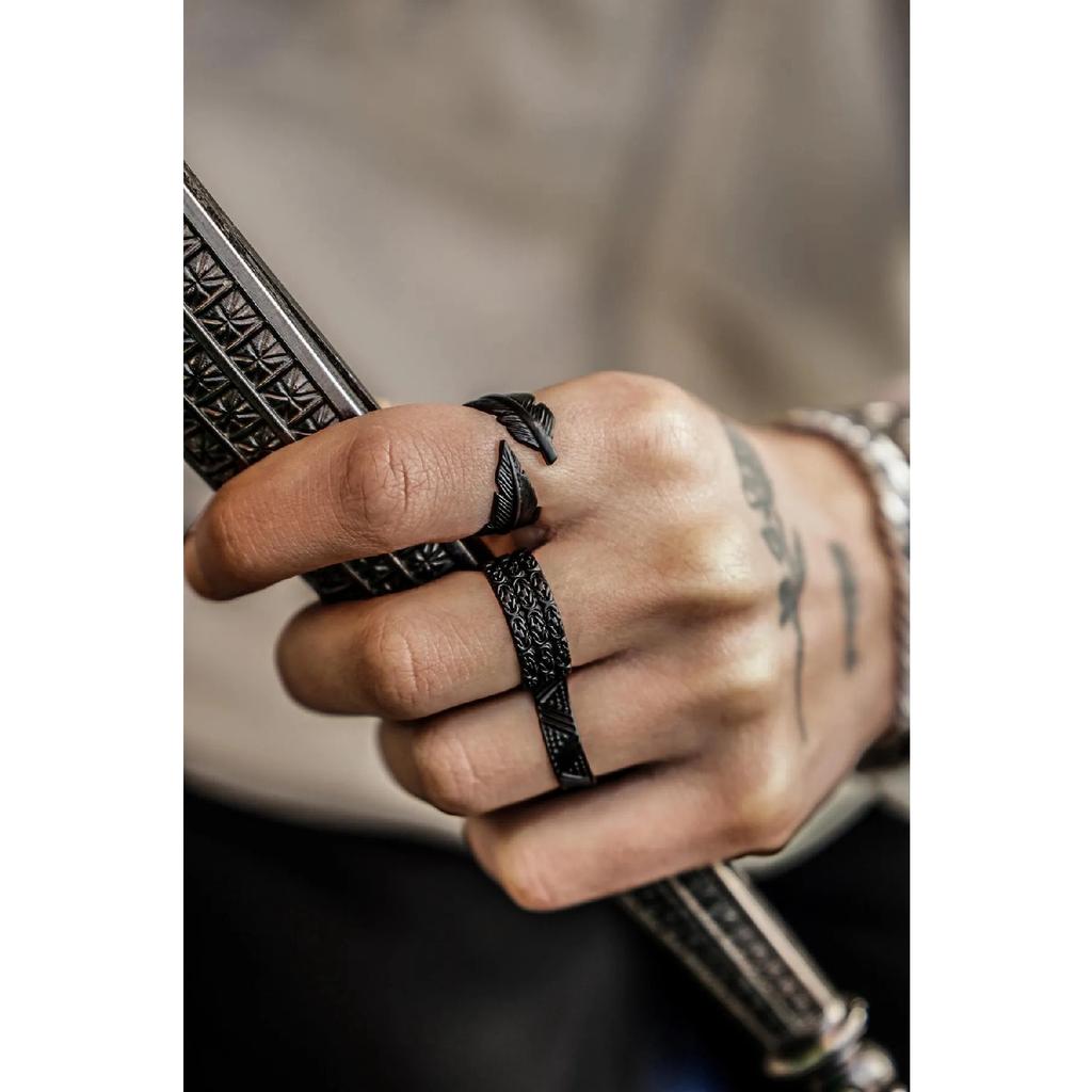 Набор регулируемых мужских колец с черным покрытием