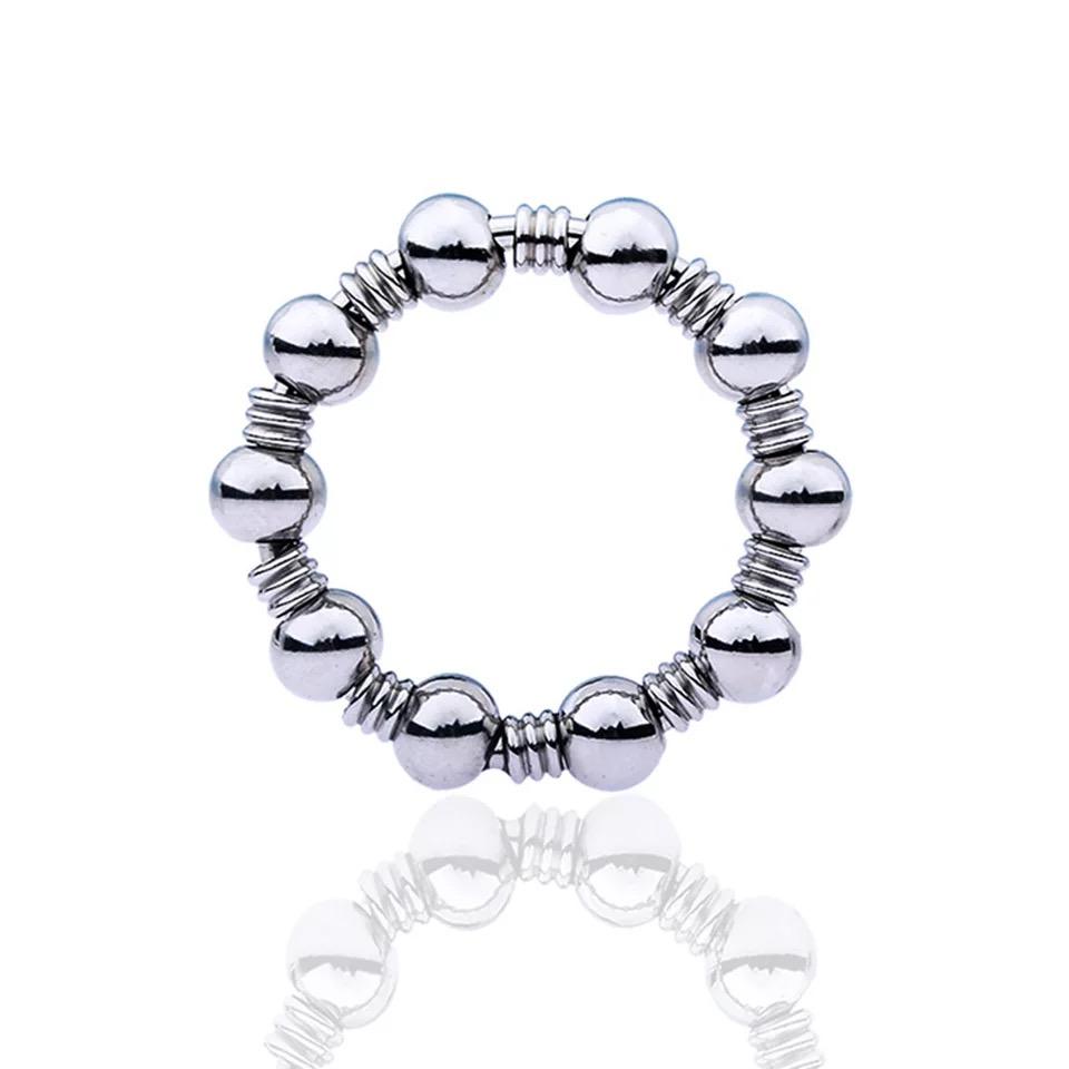 Новые 10 бусин из нержавеющей стали, кольцо на член, металлический пенис, секс-игрушки, товары для взрослых, мужчин, геев, мужское стопорное кольцо, удлинение яичек