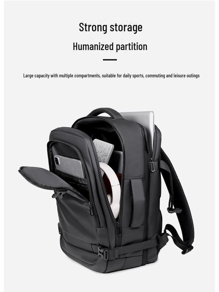 Large Capacity Men's Commuter Backpack - Fashionable, Expandable & Multifunctional Business Travel and Laptop Bag