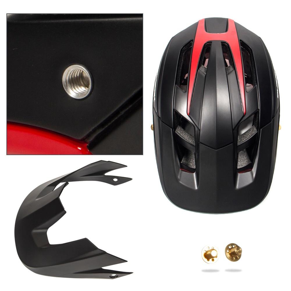 Queshark Cycling Helmet with Removable Thicken Brim MTB Road Bike Helmet Bicycle Motorcycle Riding Racing Safety Cap with Visor