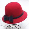 Autumn and winter new contrasting color bow woolen hat elegant fashion dome hat women's versatile top hat