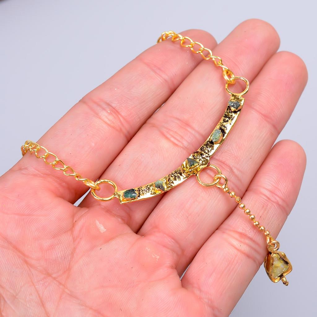 Эфиопский опал драгоценный камень золотая отделка цепочка гальваноформованное свадебное колье ювелирное изделие V-80